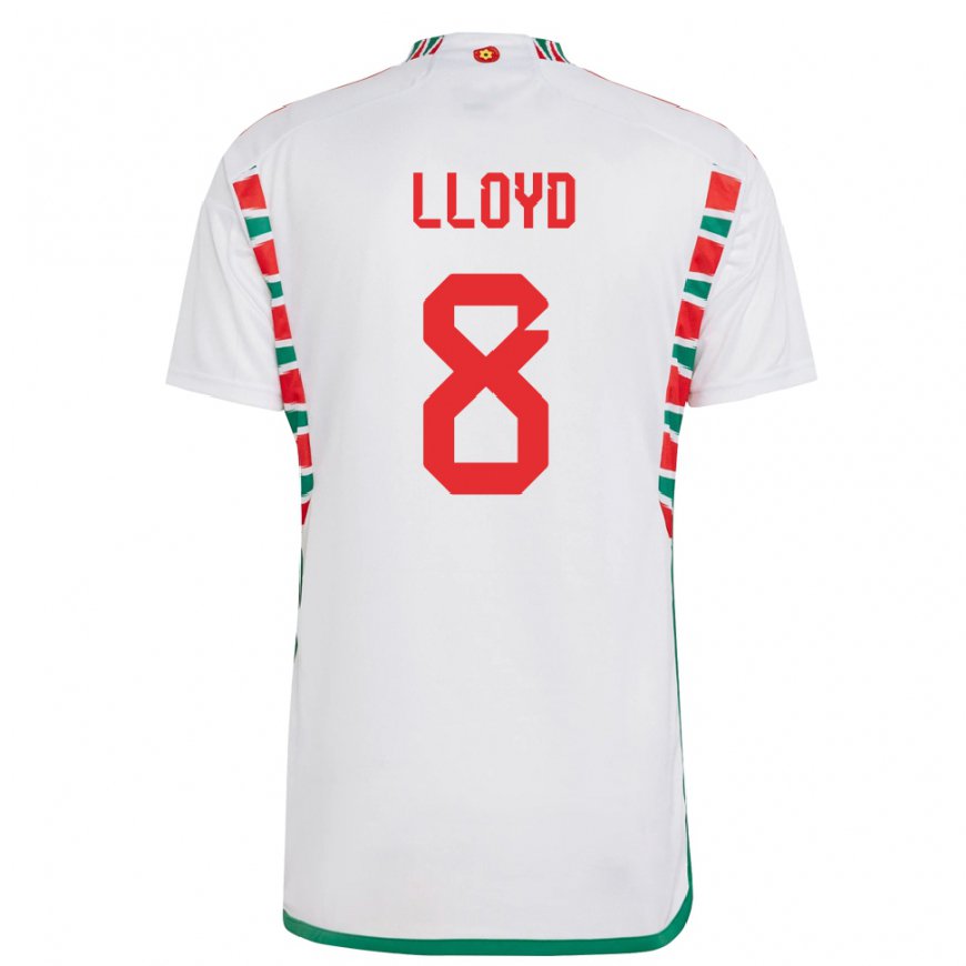 Kandiny Femme Maillot Pays De Galles Ben Lloyd #8 Blanc Tenues Extérieur 22-24 T-shirt
