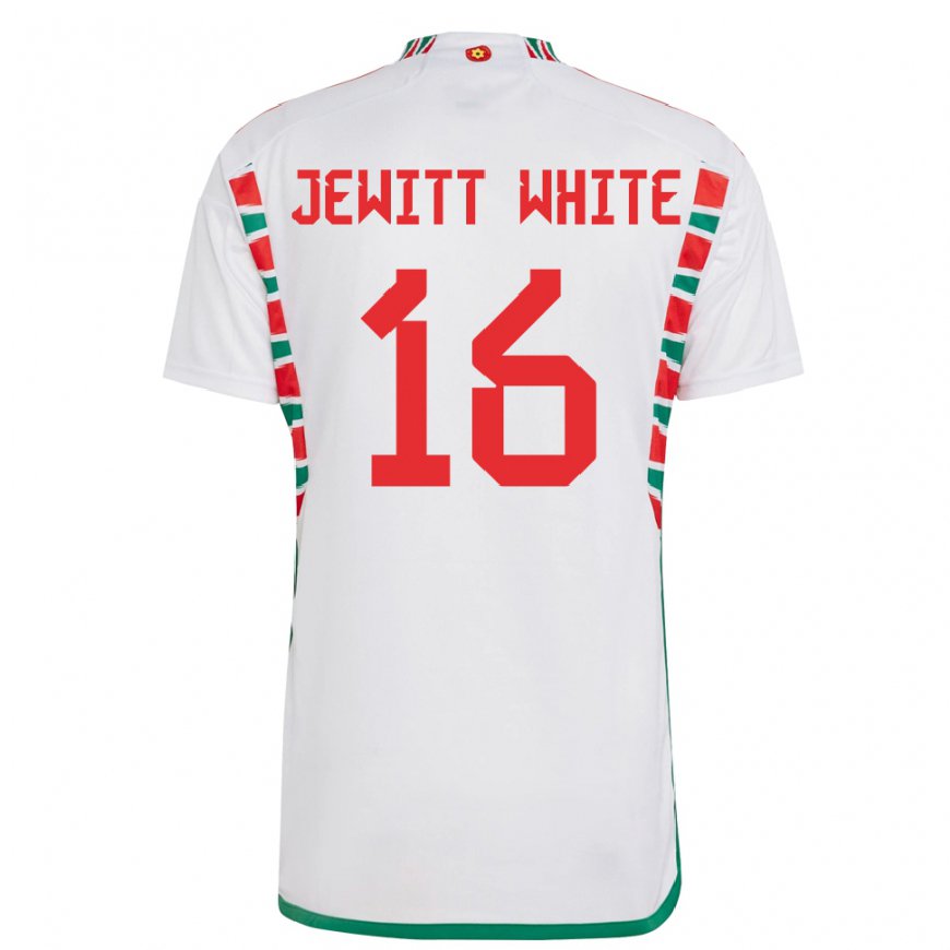 Kandiny Femme Maillot Pays De Galles Harry Jewitt White #16 Blanc Tenues Extérieur 22-24 T-shirt