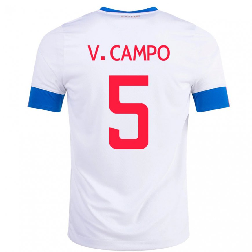 Kandiny Femme Maillot Costa Rica Valeria Del Campo #5 Blanc Tenues Extérieur 22-24 T-shirt