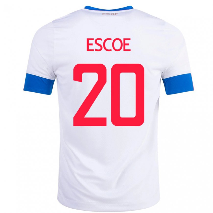 Kandiny Femme Maillot Costa Rica Enyel Escoe #20 Blanc Tenues Extérieur 22-24 T-shirt