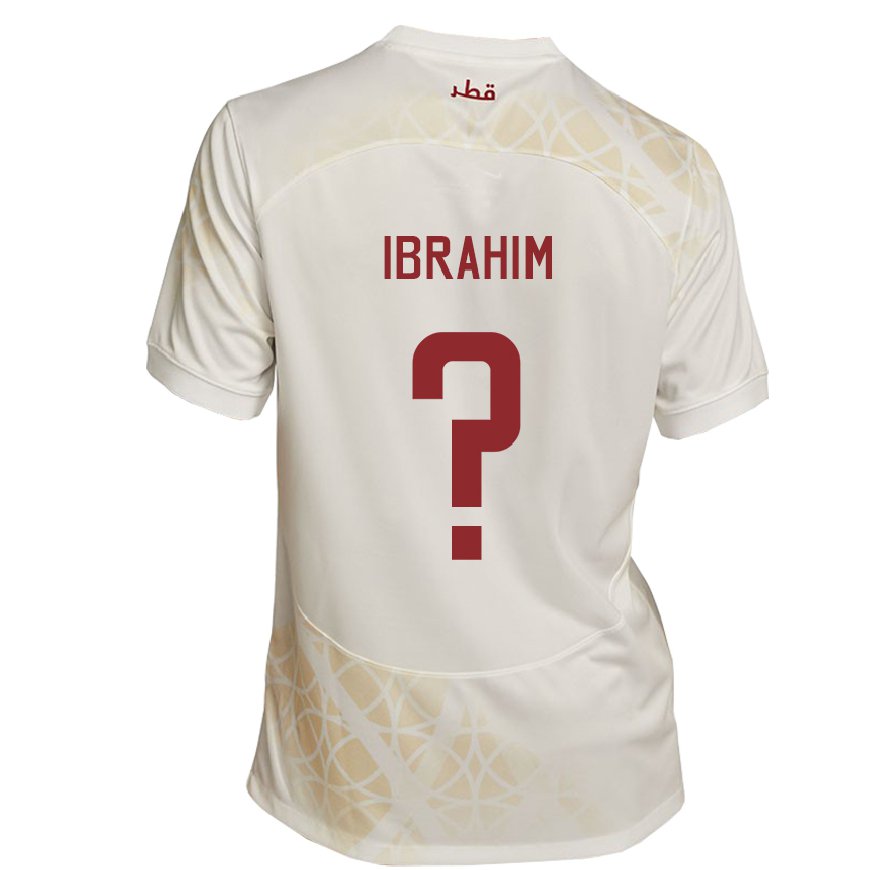Kandiny Femme Maillot Qatar Abdulrasheed Ibrahim #0 Beige Doré Tenues Extérieur 22-24 T-shirt