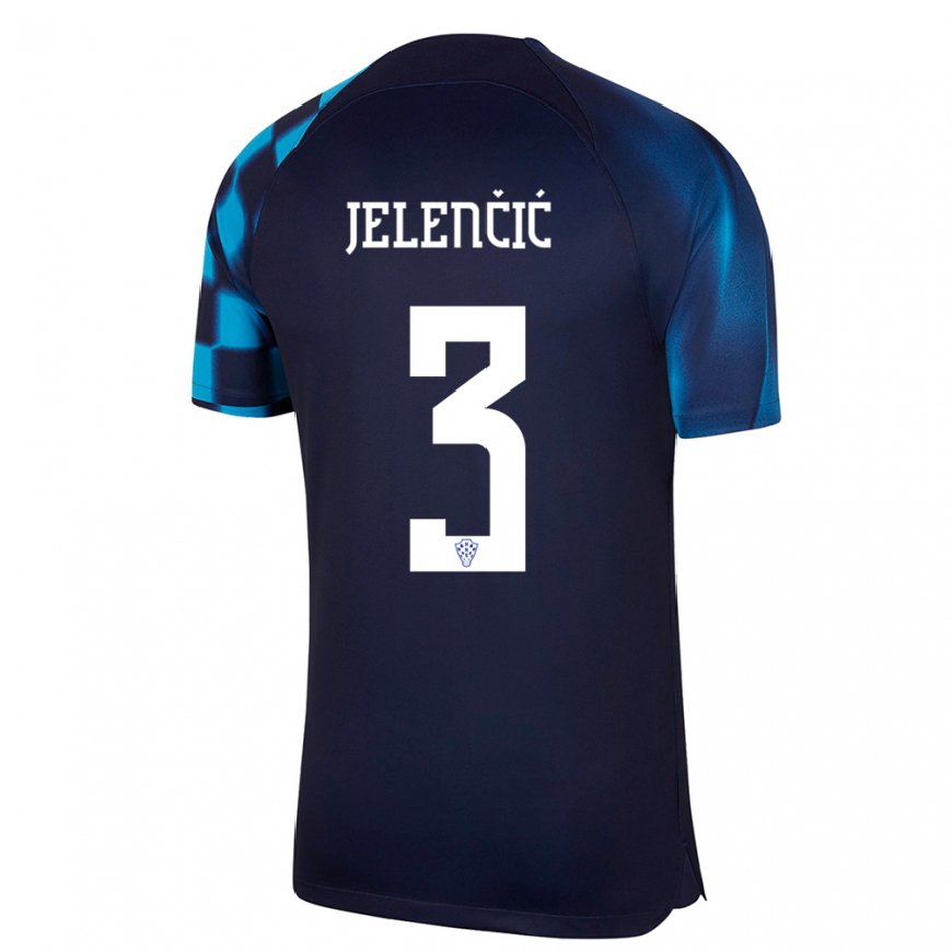 Kandiny Femme Maillot Croatie Ana Jelencic #3 Bleu Foncé Tenues Extérieur 22-24 T-shirt