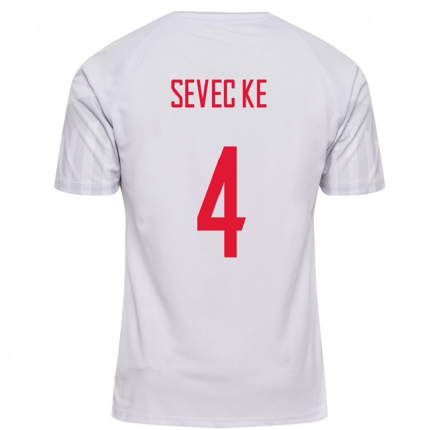 Kandiny Femme Maillot Danemark Rikke Sevecke #4 Blanc Tenues Extérieur 22-24 T-shirt