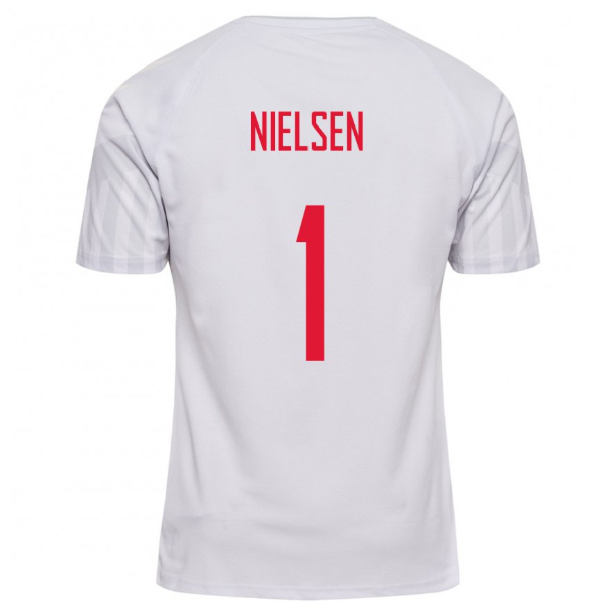 Kandiny Femme Maillot Danemark Magnus Nielsen #1 Blanc Tenues Extérieur 22-24 T-shirt