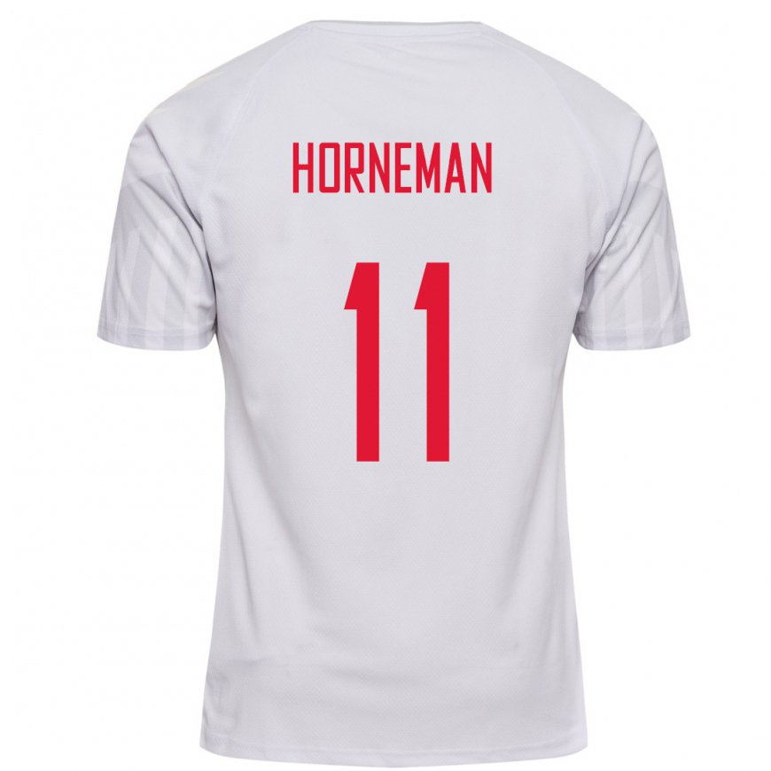 Kandiny Femme Maillot Danemark Charly Horneman #11 Blanc Tenues Extérieur 22-24 T-shirt