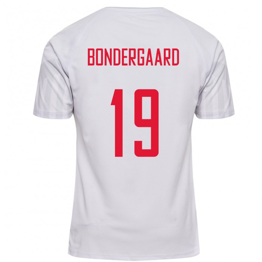 Kandiny Femme Maillot Danemark Asbjorn Bondergaard #19 Blanc Tenues Extérieur 22-24 T-shirt