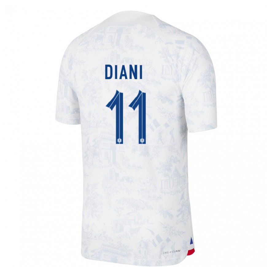 Kandiny Femme Maillot France Kadidiatou Diani #11 Blanc Bleu Tenues Extérieur 22-24 T-shirt