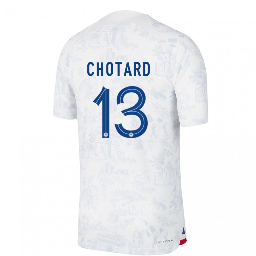 Kandiny Femme Maillot France Joris Chotard #13 Blanc Bleu Tenues Extérieur 22-24 T-shirt