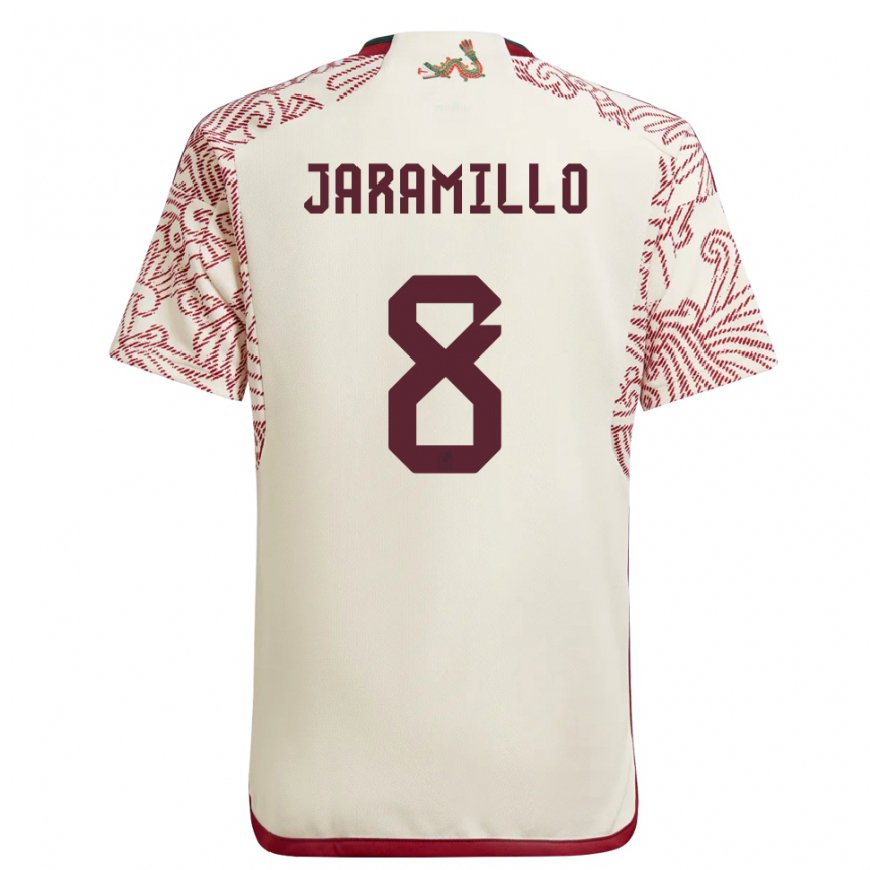 Kandiny Femme Maillot Mexique Carolina Jaramillo #8 Merveille Blanc Rouge Tenues Extérieur 22-24 T-shirt