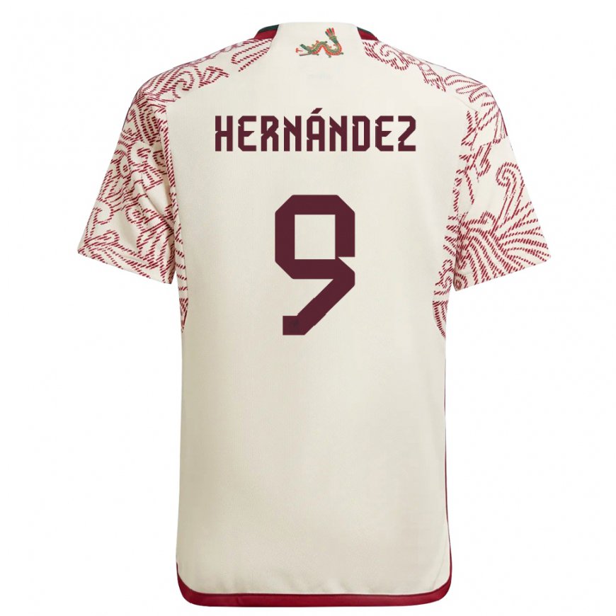 Kandiny Femme Maillot Mexique Jesus Hernandez #9 Merveille Blanc Rouge Tenues Extérieur 22-24 T-shirt