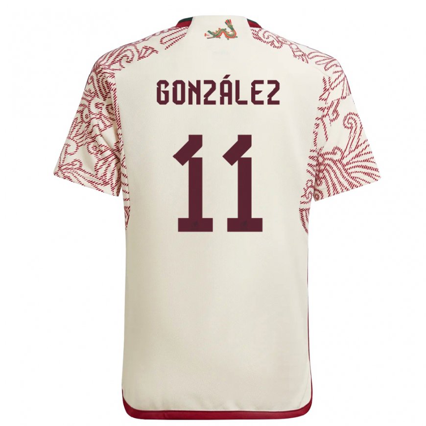 Kandiny Femme Maillot Mexique Bryan Gonzalez #11 Merveille Blanc Rouge Tenues Extérieur 22-24 T-shirt