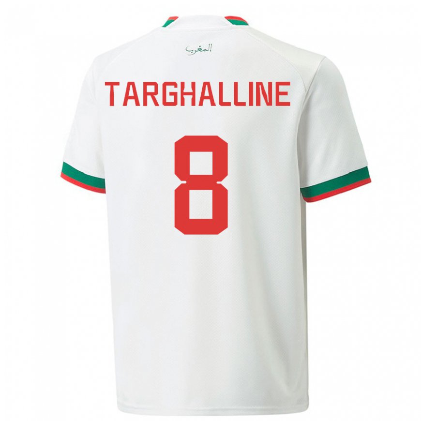 Kandiny Femme Maillot Maroc Oussama Targhalline #8 Blanc Tenues Extérieur 22-24 T-shirt