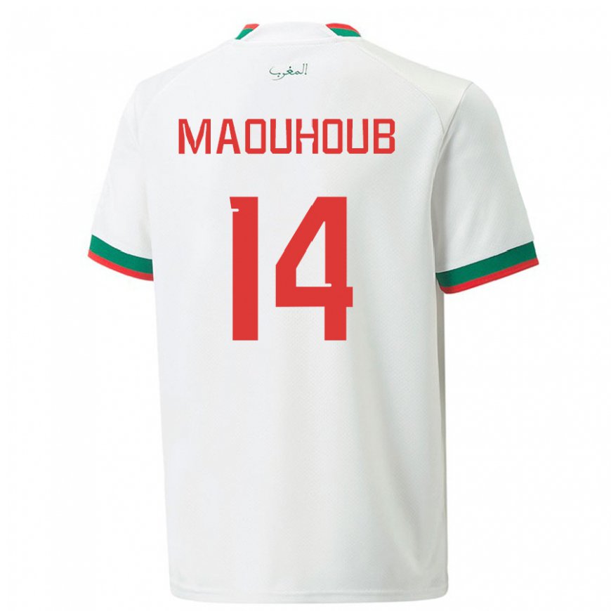 Kandiny Femme Maillot Maroc El Mehdi Maouhoub #14 Blanc Tenues Extérieur 22-24 T-shirt