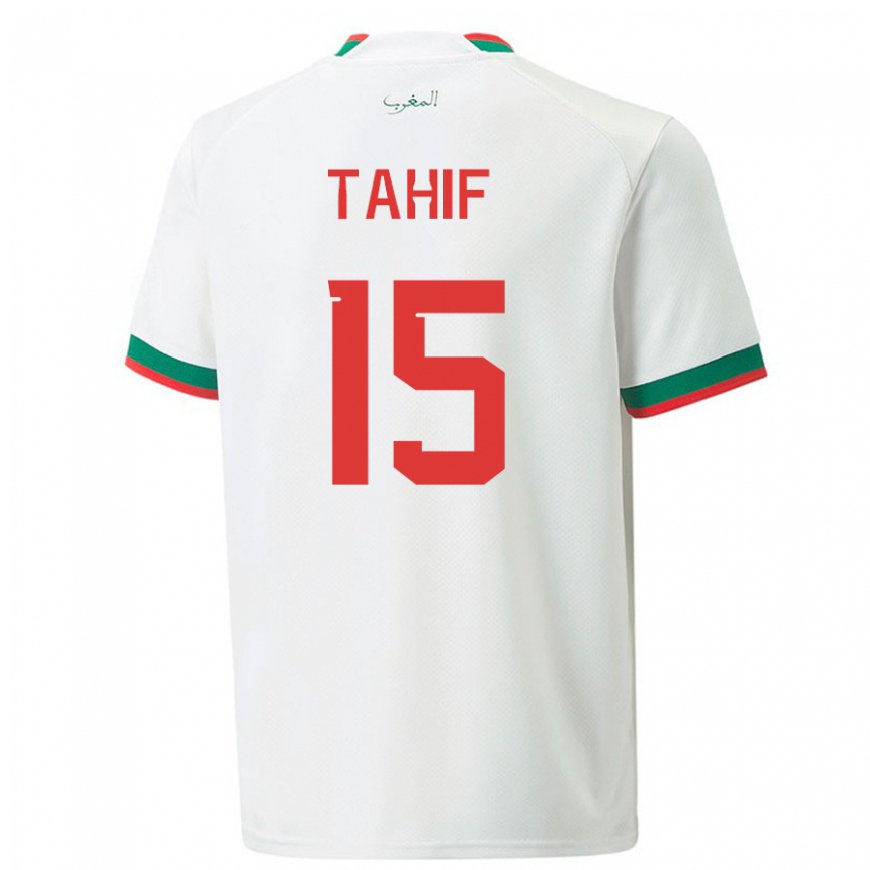 Kandiny Femme Maillot Maroc Adil Tahif #15 Blanc Tenues Extérieur 22-24 T-shirt