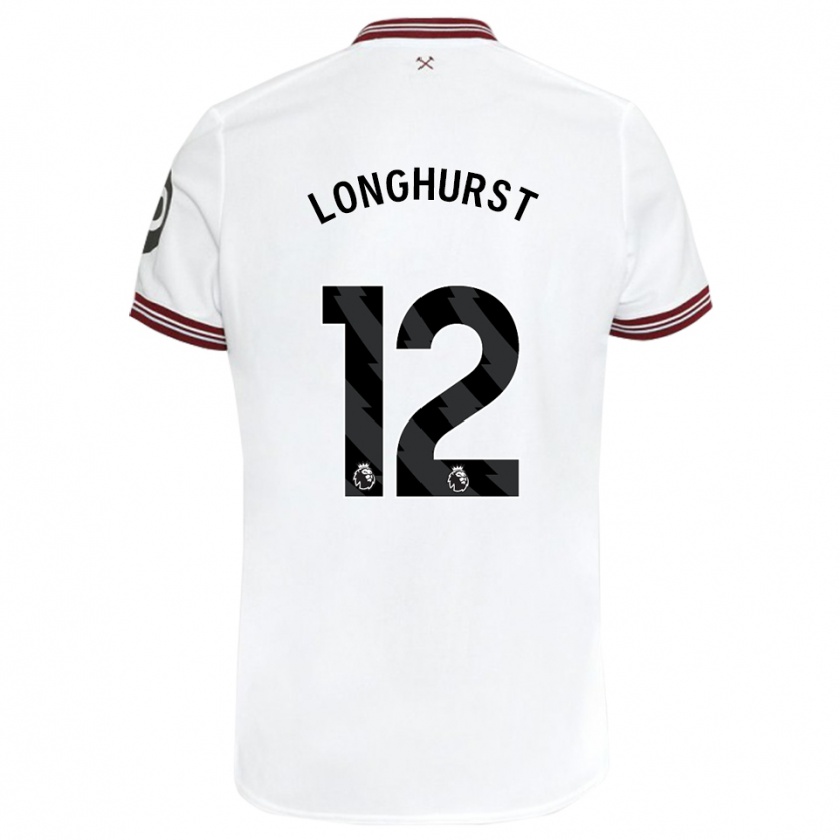 Kandiny Enfant Maillot Kate Longhurst #12 Blanc Tenues Extérieur 2023/24 T-Shirt
