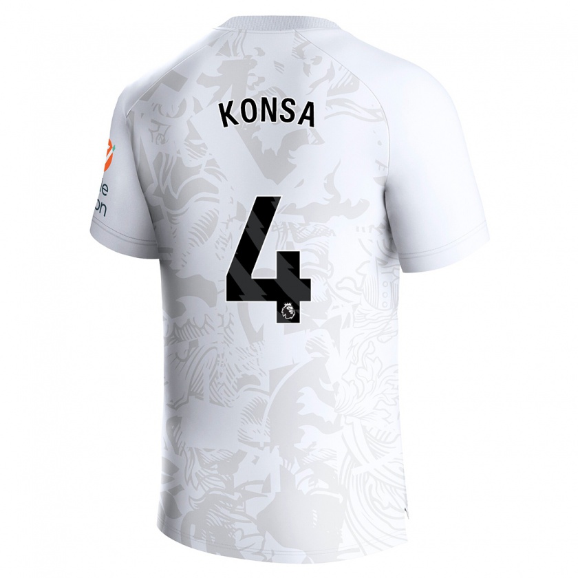 Kandiny Enfant Maillot Ezri Konsa #4 Blanc Tenues Extérieur 2023/24 T-Shirt