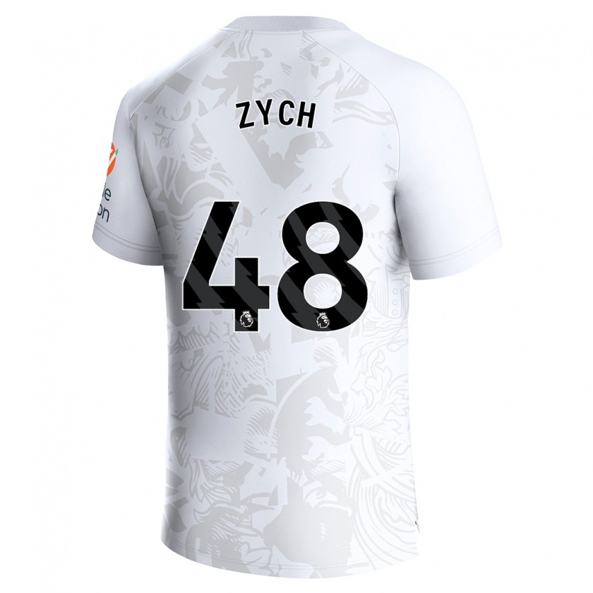 Kandiny Enfant Maillot Oliwier Zych #48 Blanc Tenues Extérieur 2023/24 T-Shirt