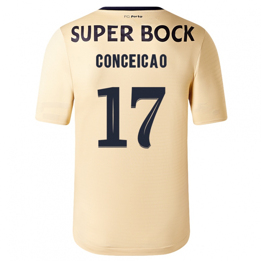 Kandiny Enfant Maillot Rodrigo Conceicao #17 Beige-Doré Tenues Extérieur 2023/24 T-Shirt