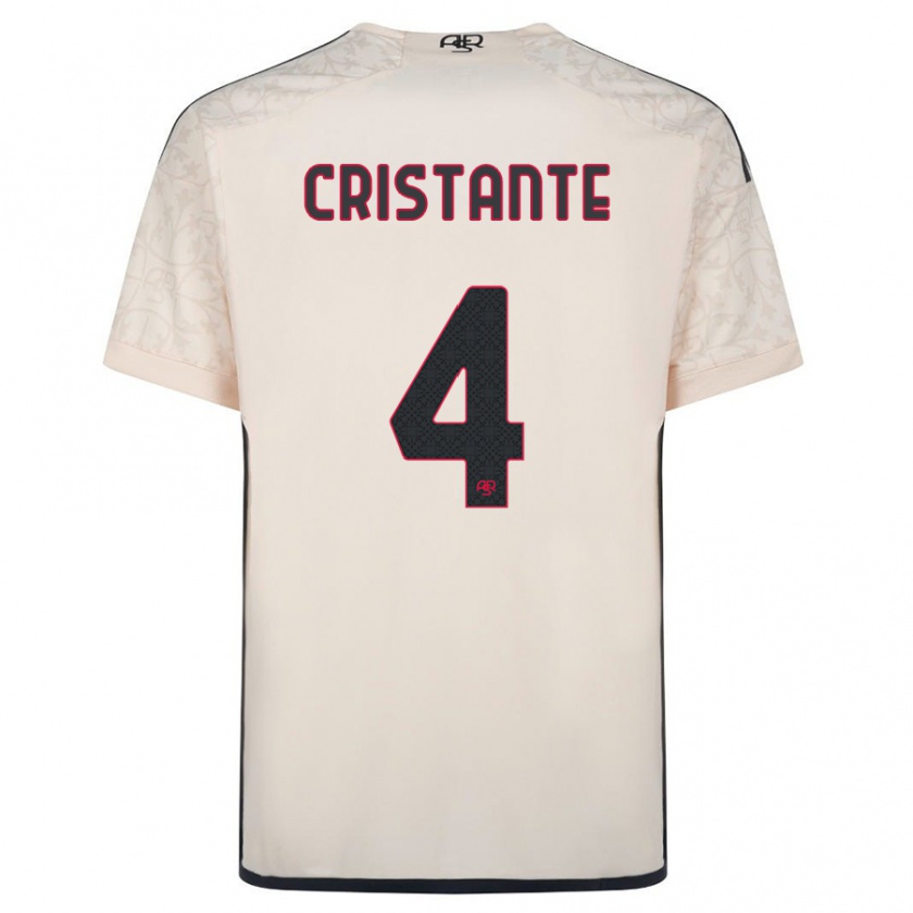 Kandiny Enfant Maillot Bryan Cristante #4 Blanc Cassé Tenues Extérieur 2023/24 T-Shirt