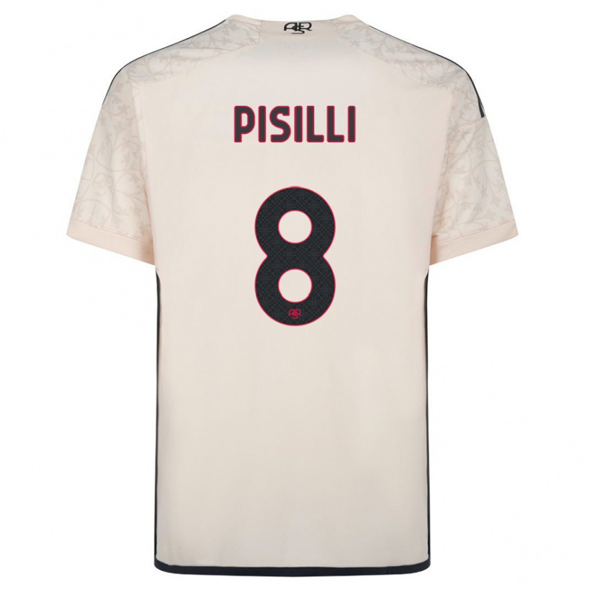 Kandiny Enfant Maillot Niccolò Pisilli #8 Blanc Cassé Tenues Extérieur 2023/24 T-Shirt