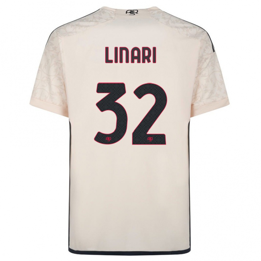 Kandiny Enfant Maillot Elena Linari #32 Blanc Cassé Tenues Extérieur 2023/24 T-Shirt