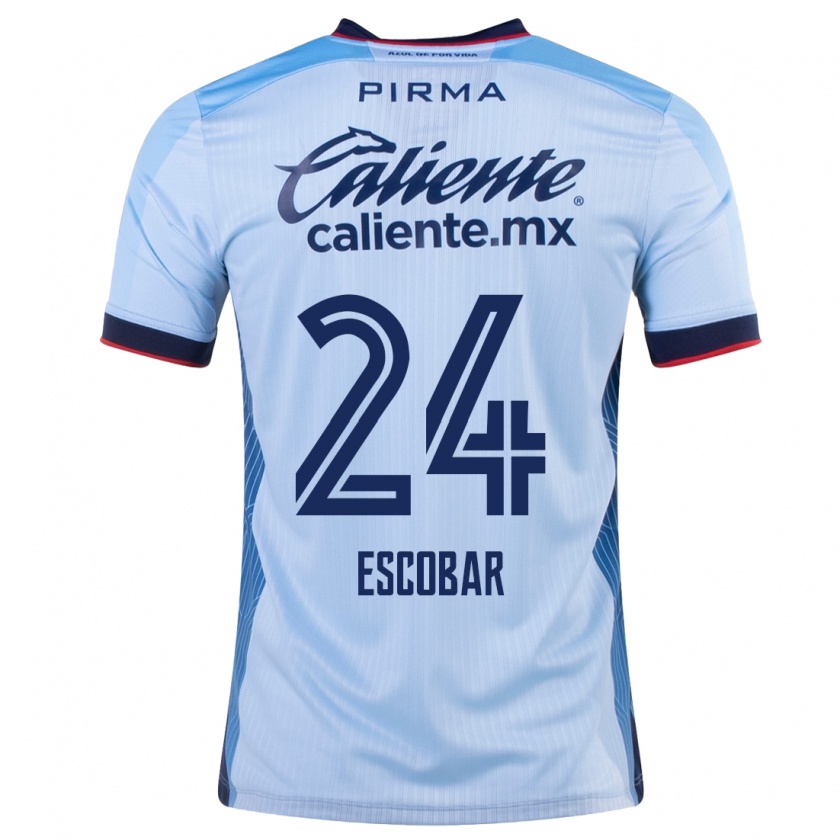 Kandiny Enfant Maillot Juan Escobar #24 Bleu Ciel Tenues Extérieur 2023/24 T-Shirt