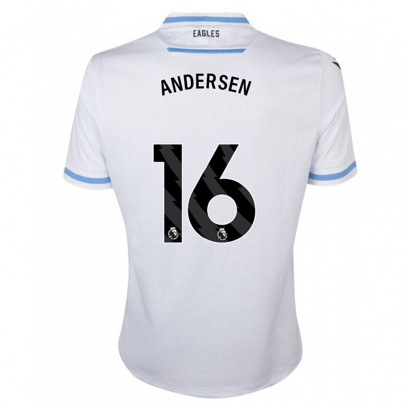 Kandiny Homme Maillot Joachim Andersen #16 Blanc Tenues Extérieur 2023/24 T-Shirt