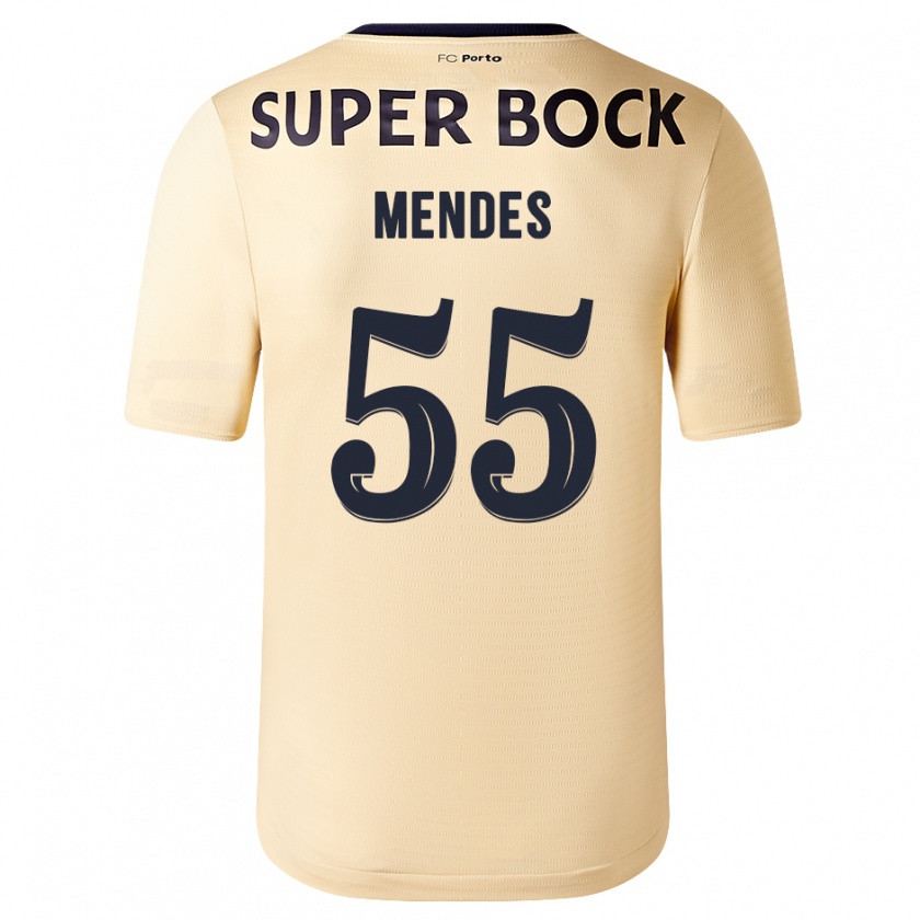 Kandiny Homme Maillot João Mendes #55 Beige-Doré Tenues Extérieur 2023/24 T-Shirt