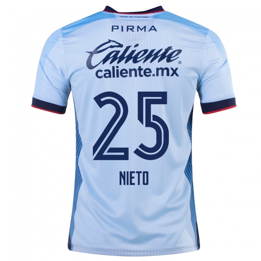 Kandiny Homme Maillot Natsidieli Nieto #25 Bleu Ciel Tenues Extérieur 2023/24 T-Shirt