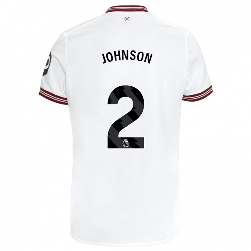Kandiny Femme Maillot Ben Johnson #2 Blanc Tenues Extérieur 2023/24 T-Shirt