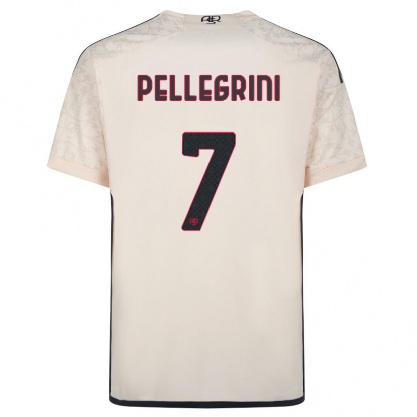 Kandiny Femme Maillot Lorenzo Pellegrini #7 Blanc Cassé Tenues Extérieur 2023/24 T-Shirt