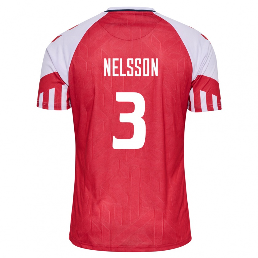 Kandiny Enfant Maillot Danemark Victor Nelsson #3 Rouge Tenues Domicile 24-26 T-Shirt