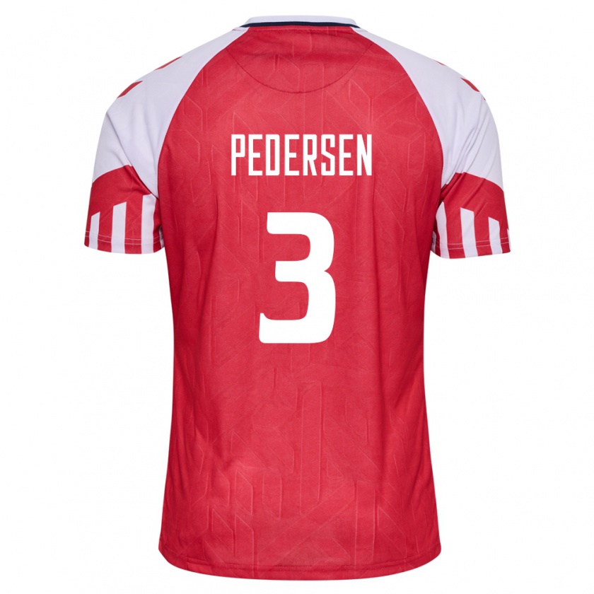 Kandiny Enfant Maillot Danemark Stine Ballisager Pedersen #3 Rouge Tenues Domicile 24-26 T-Shirt