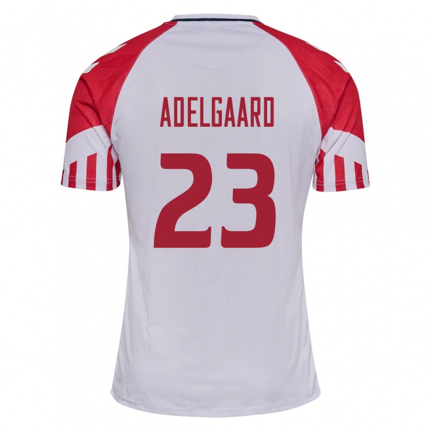 Kandiny Enfant Maillot Danemark Aske Adelgaard #23 Blanc Tenues Extérieur 24-26 T-Shirt