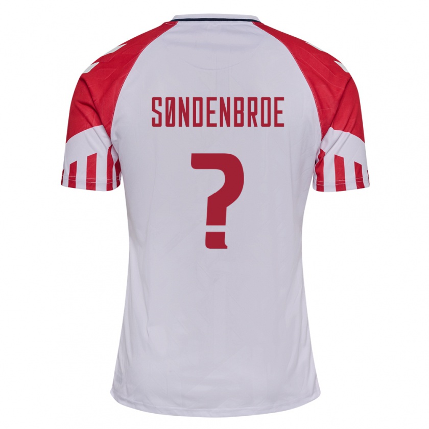 Kandiny Enfant Maillot Danemark Andreas Søndenbroe #0 Blanc Tenues Extérieur 24-26 T-Shirt