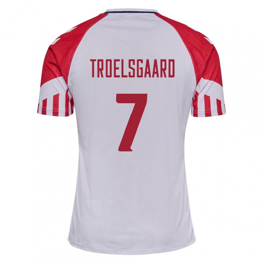 Kandiny Enfant Maillot Danemark Sanne Troelsgaard #7 Blanc Tenues Extérieur 24-26 T-Shirt