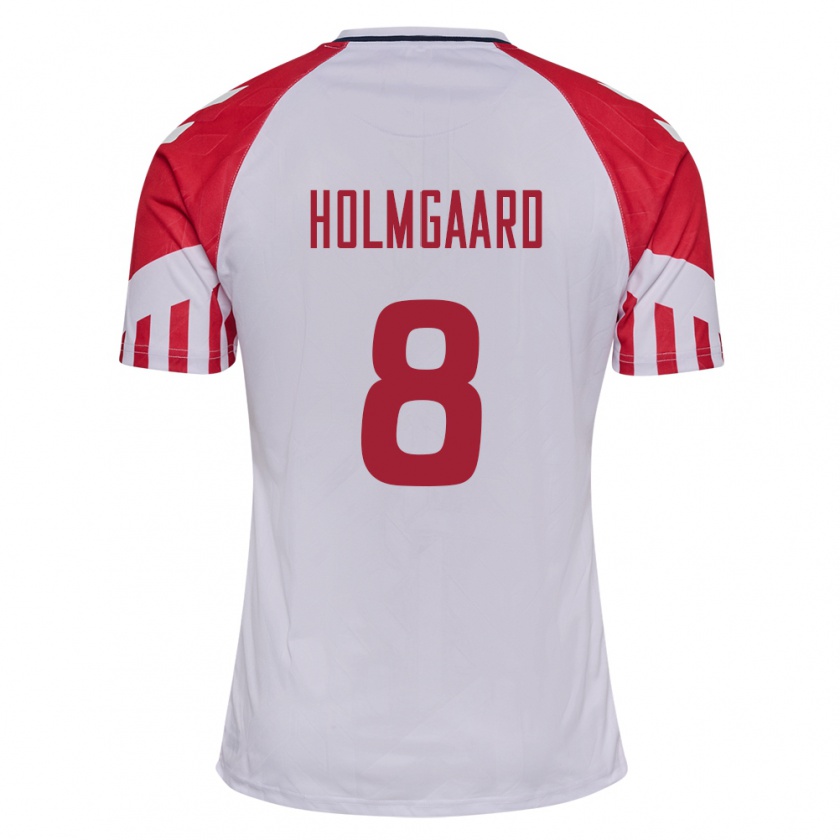 Kandiny Enfant Maillot Danemark Sara Holmgaard #8 Blanc Tenues Extérieur 24-26 T-Shirt