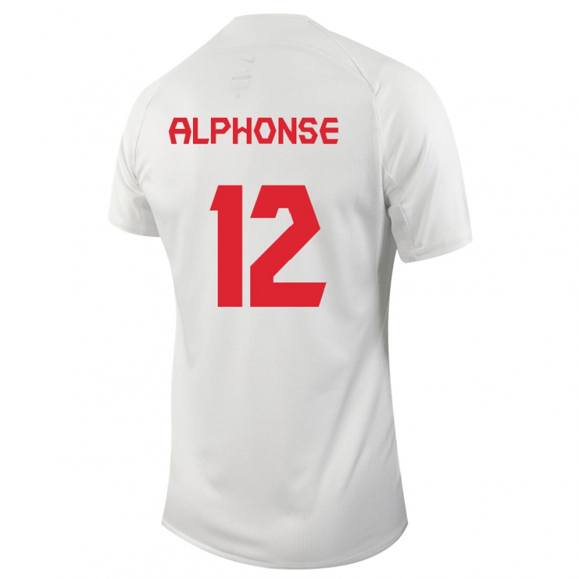 Kandiny Enfant Maillot Canada Jefferson Alphonse #12 Blanc Tenues Extérieur 24-26 T-Shirt