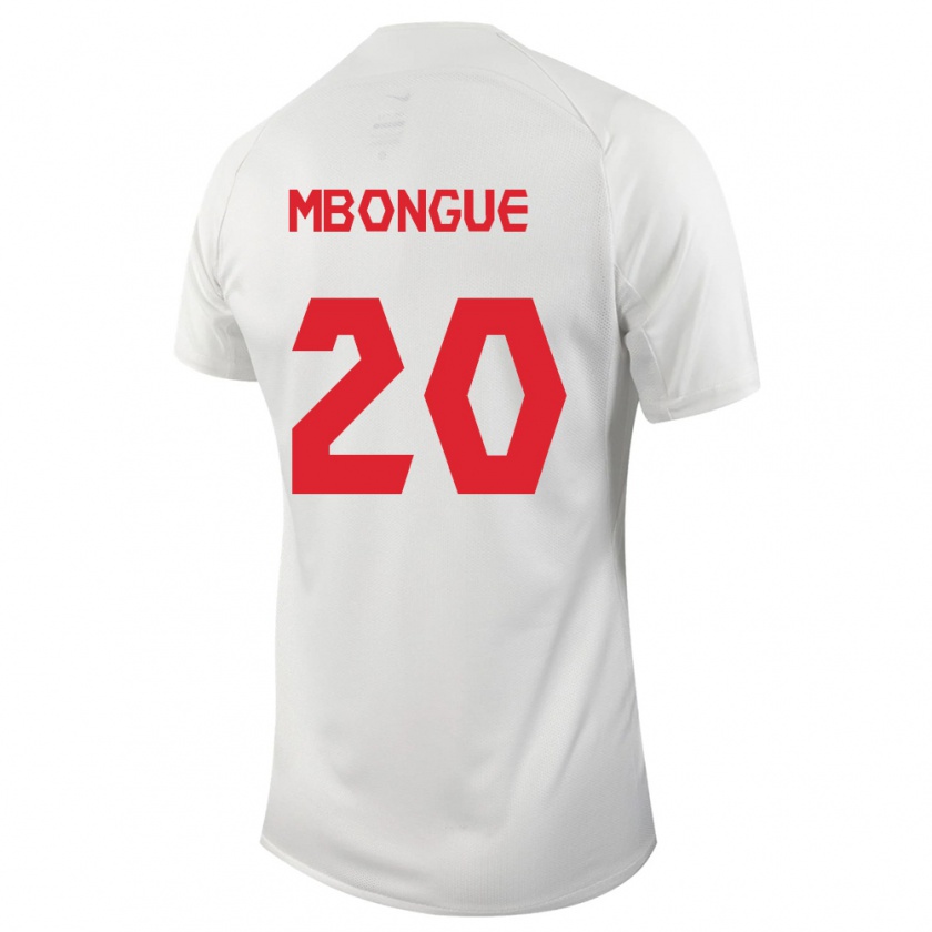 Kandiny Enfant Maillot Canada Hugo Mbongue #20 Blanc Tenues Extérieur 24-26 T-Shirt