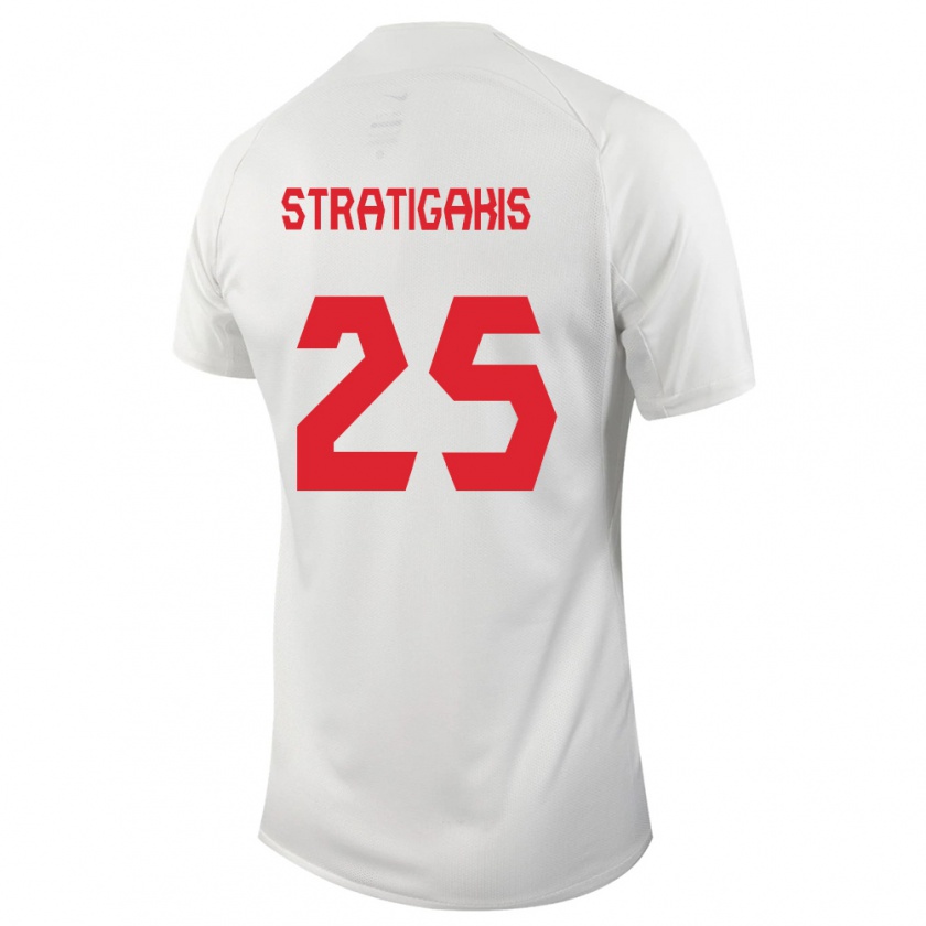 Kandiny Enfant Maillot Canada Sarah Stratigakis #25 Blanc Tenues Extérieur 24-26 T-Shirt