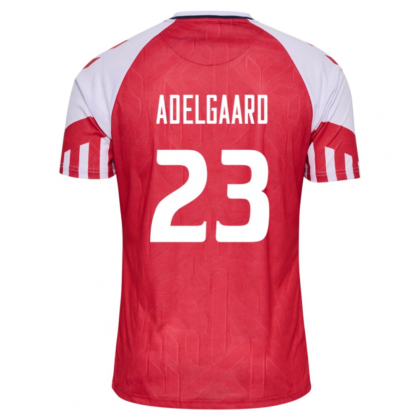 Kandiny Homme Maillot Danemark Aske Adelgaard #23 Rouge Tenues Domicile 24-26 T-Shirt