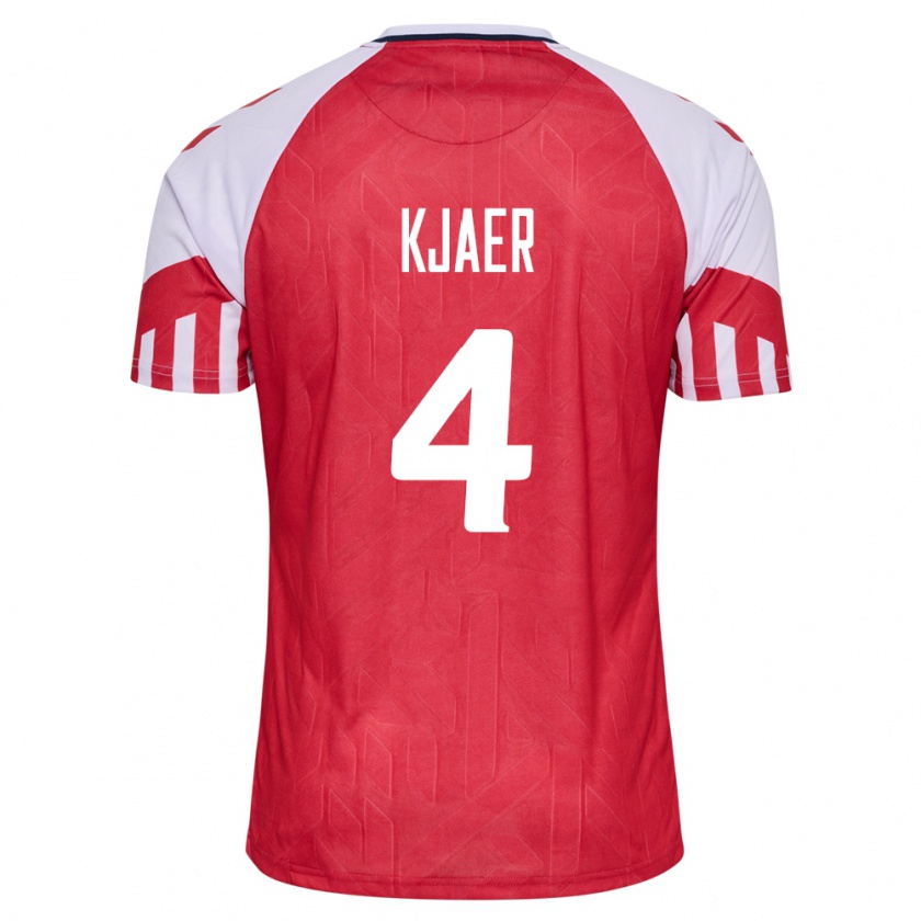 Kandiny Homme Maillot Danemark Simon Kjaer #4 Rouge Tenues Domicile 24-26 T-Shirt