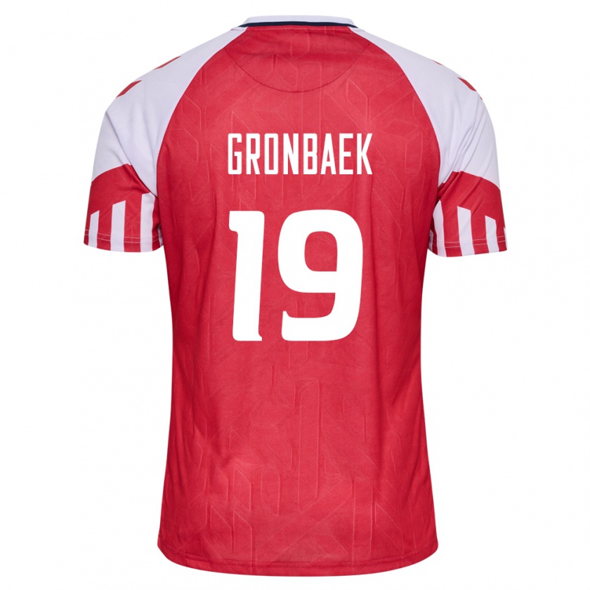 Kandiny Homme Maillot Danemark Albert Gronbaek #19 Rouge Tenues Domicile 24-26 T-Shirt