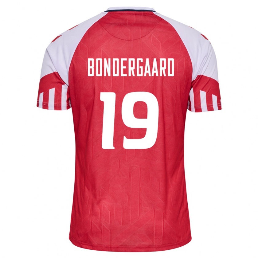 Kandiny Homme Maillot Danemark Asbjorn Bondergaard #19 Rouge Tenues Domicile 24-26 T-Shirt