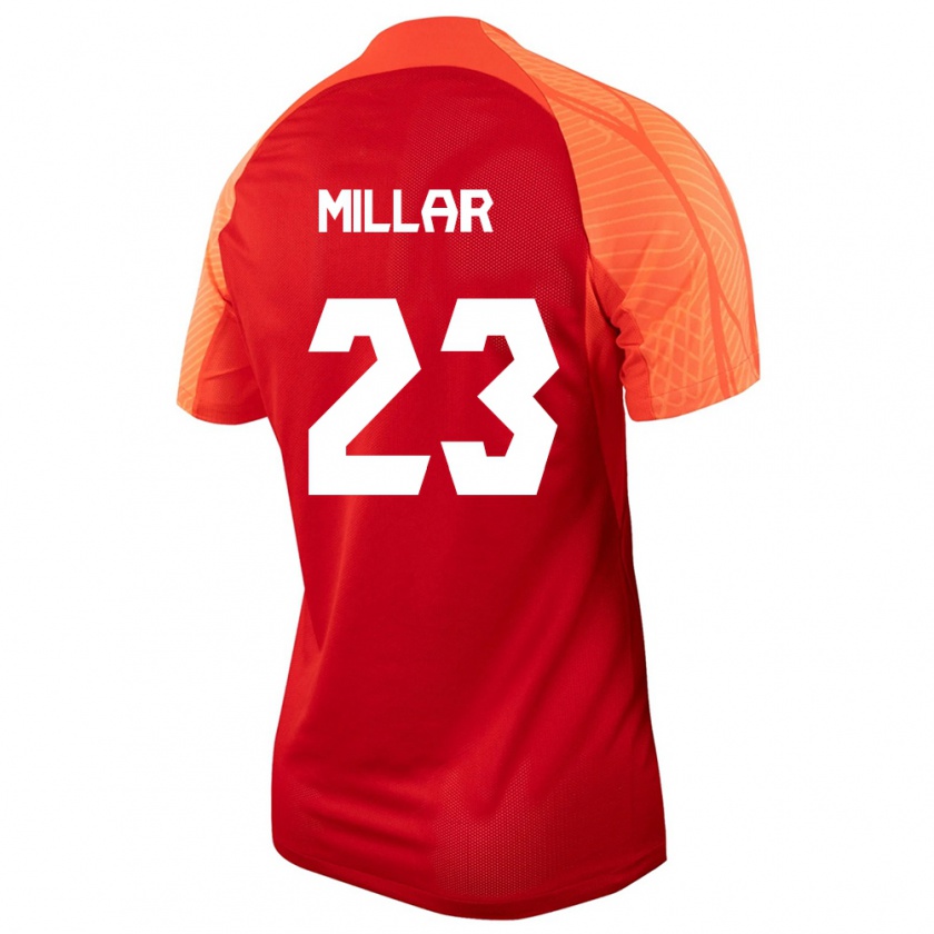 Kandiny Homme Maillot Canada Liam Millar #23 Orange Tenues Domicile 24-26 T-Shirt