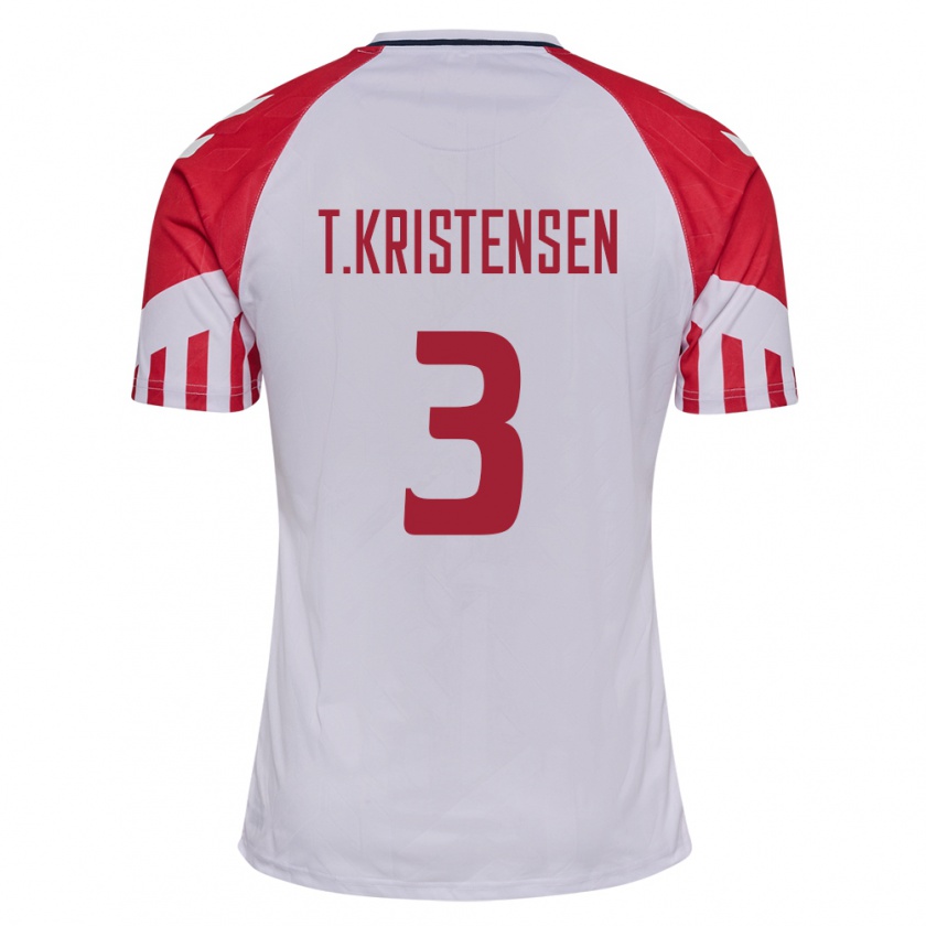 Kandiny Homme Maillot Danemark Thomas Kristensen #3 Blanc Tenues Extérieur 24-26 T-Shirt