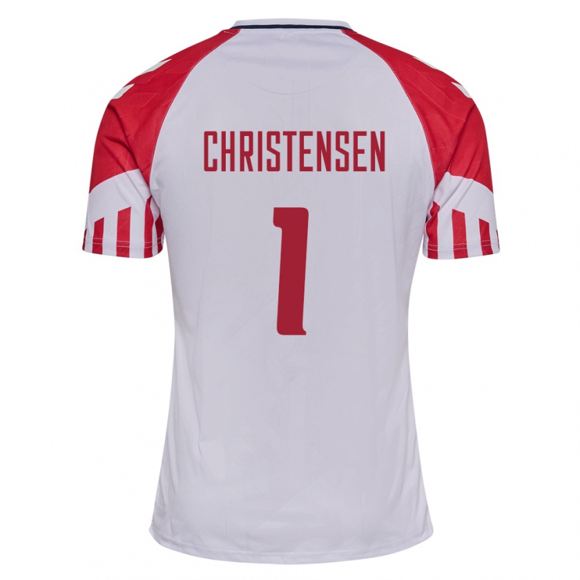 Kandiny Homme Maillot Danemark Lene Christensen #1 Blanc Tenues Extérieur 24-26 T-Shirt