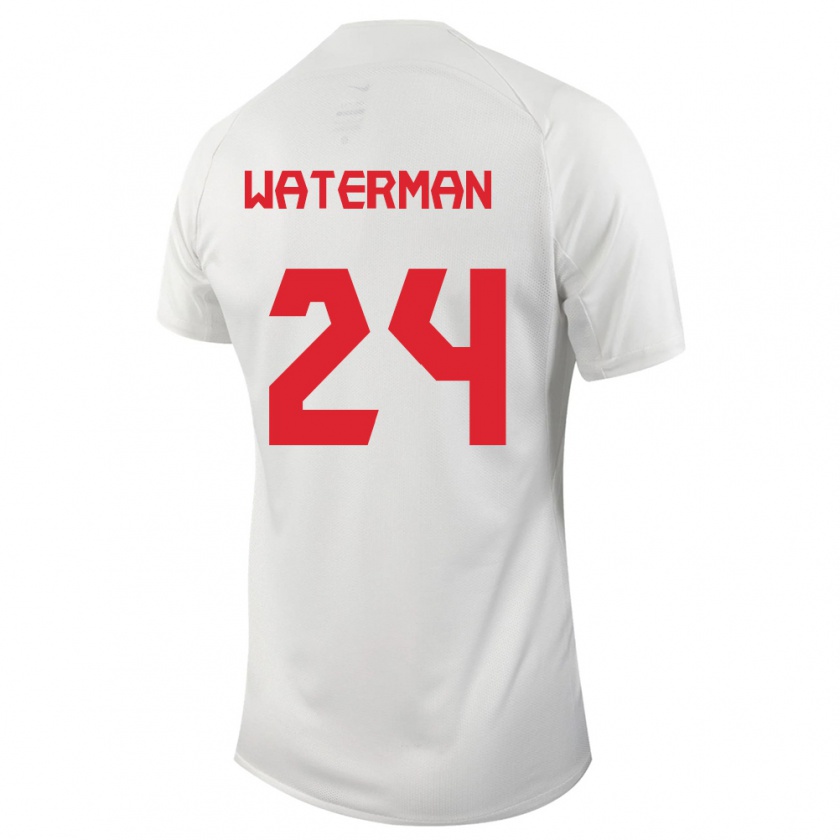 Kandiny Homme Maillot Canada Joel Waterman #24 Blanc Tenues Extérieur 24-26 T-Shirt