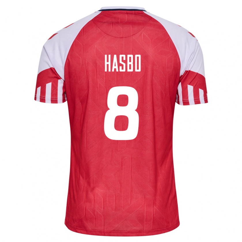 Kandiny Femme Maillot Danemark Josefine Hasbo #8 Rouge Tenues Domicile 24-26 T-Shirt