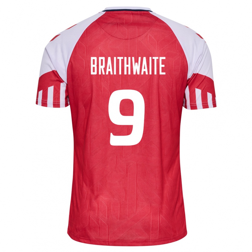 Kandiny Femme Maillot Danemark Martin Braithwaite #9 Rouge Tenues Domicile 24-26 T-Shirt